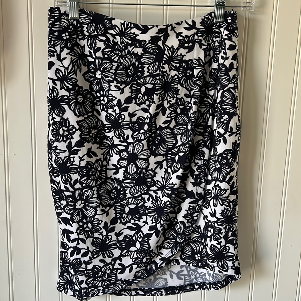 Navy Blue and White Floral THE LIMITED Skirt